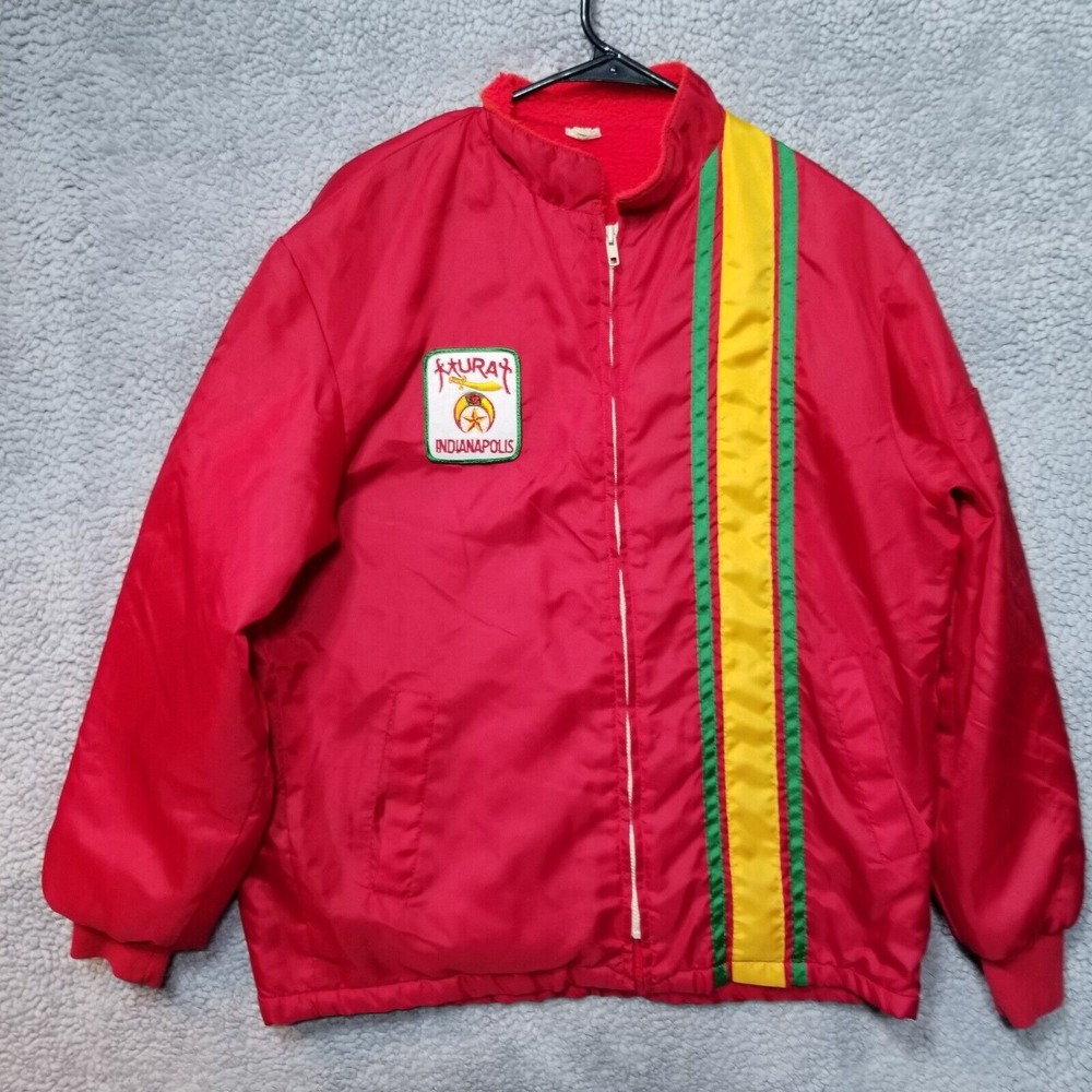 Vintage Murat Indianapolis Shrine Club‎ Red Jacket Race Stripe Men's Size Medium